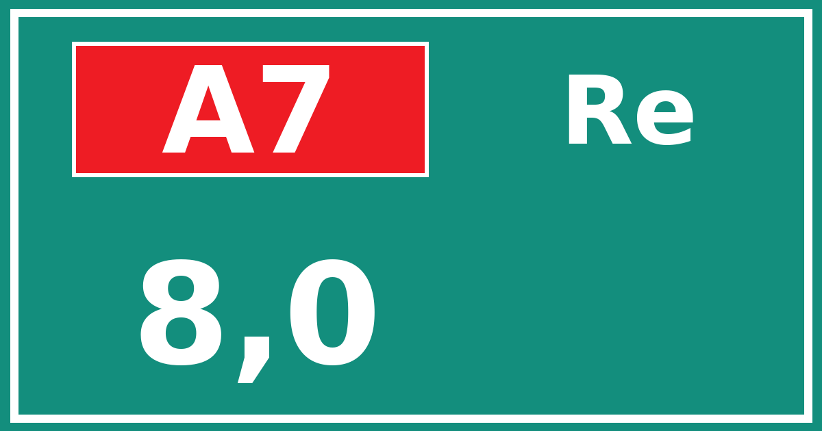 Hectometerbord A7 8,0 zijde Re