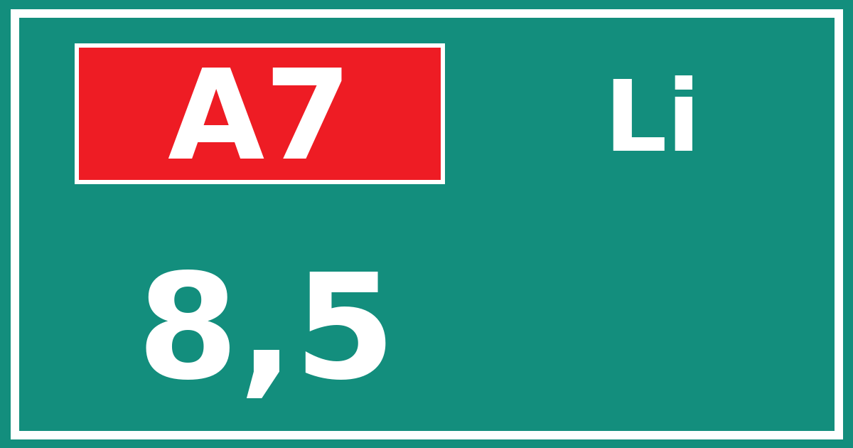 Hectometerbord A7 8,5 zijde Li