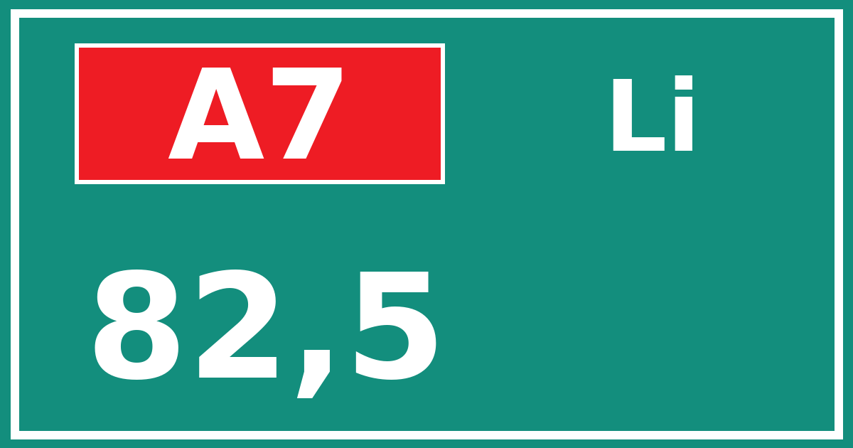 Hectometerbord A7 82,5 zijde Li