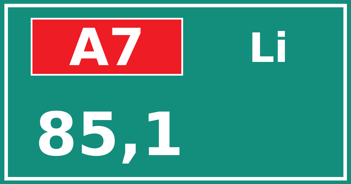 Hectometerbord A7 85,1 zijde Li