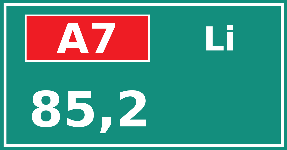 Hectometerbord A7 85,2 zijde Li