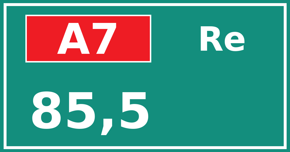 Hectometerbord A7 85,5 zijde Re
