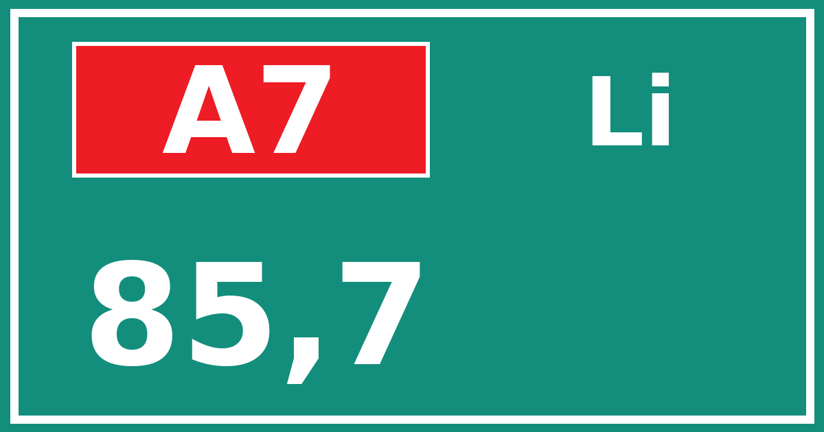 Hectometerbord A7 85,7 zijde Li
