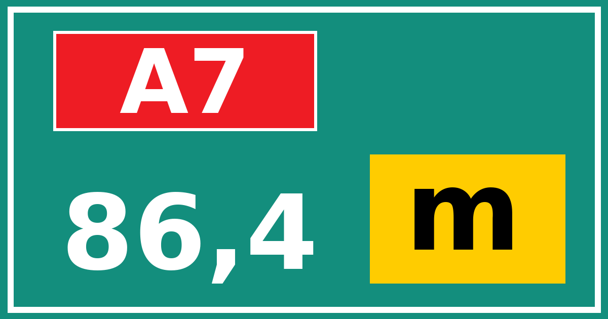 Hectometerbord A7 86,4 letter m