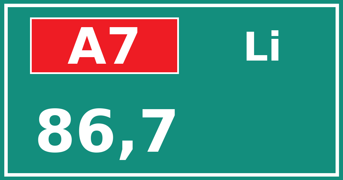 Hectometerbord A7 86,7 zijde Li