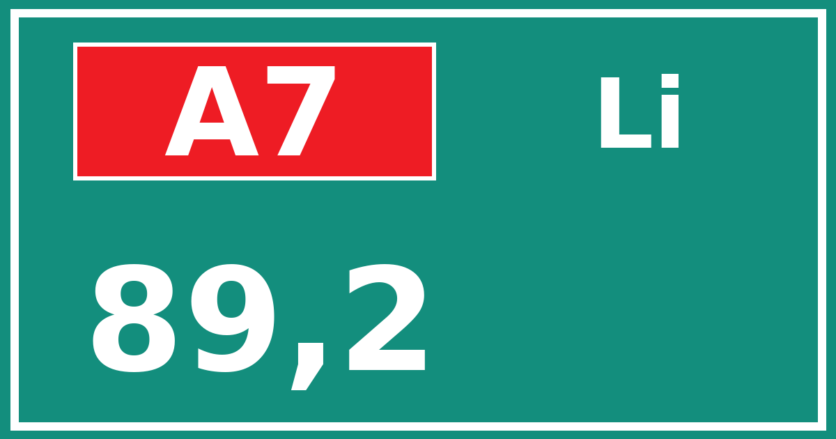 Hectometerbord A7 89,2 zijde Li