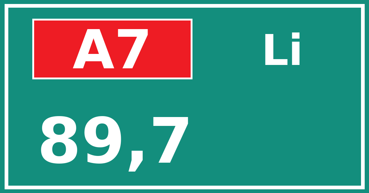 Hectometerbord A7 89,7 zijde Li