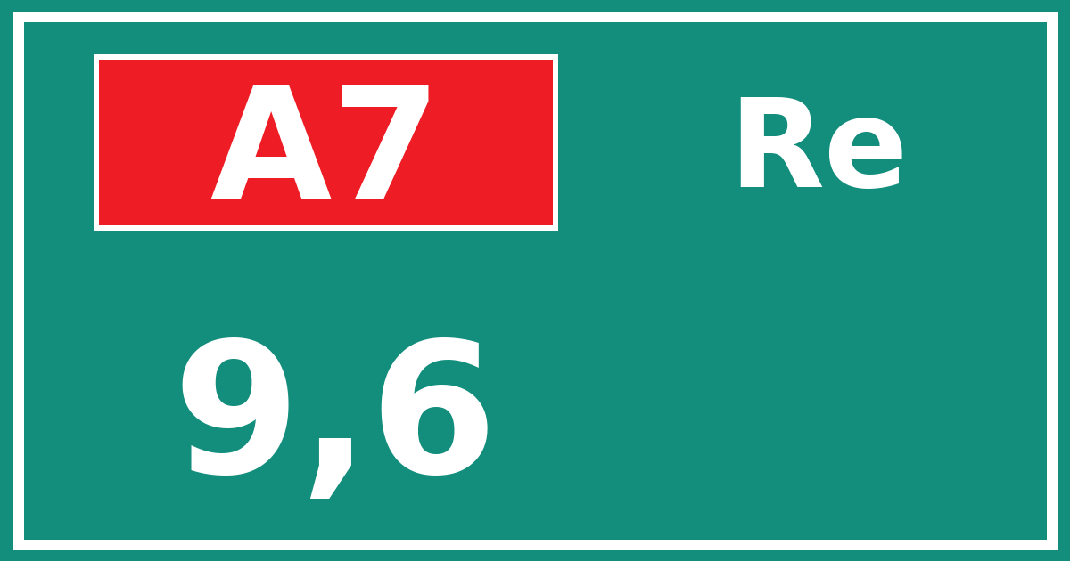 Hectometerbord A7 9,6 zijde Re
