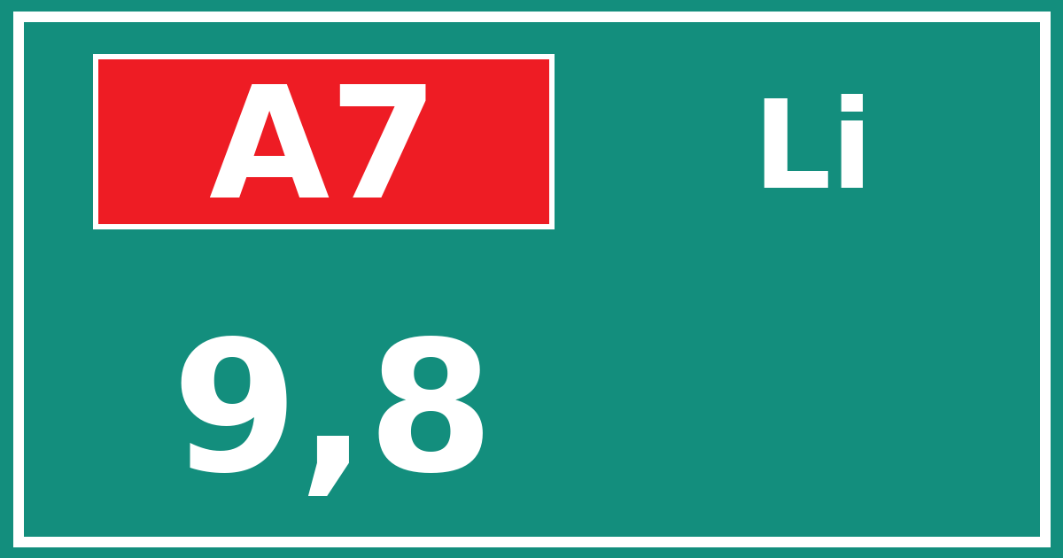 Hectometerbord A7 9,8 zijde Li