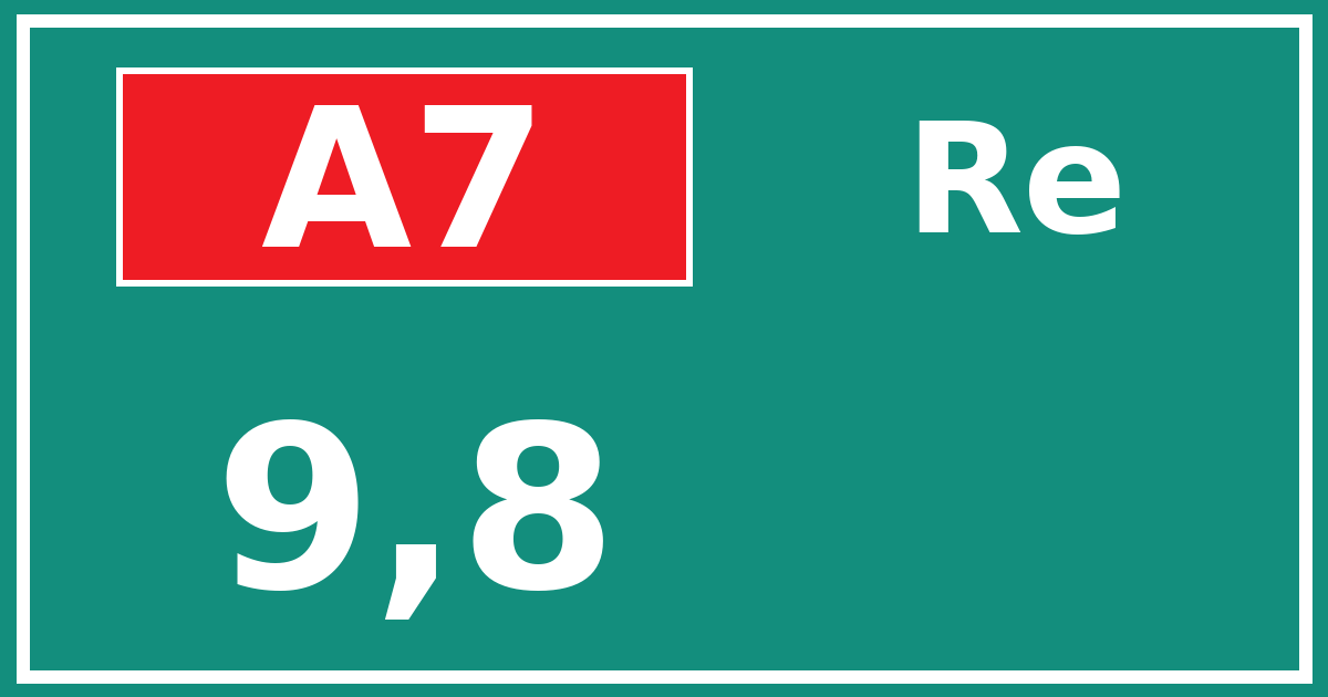 Hectometerbord A7 9,8 zijde Re