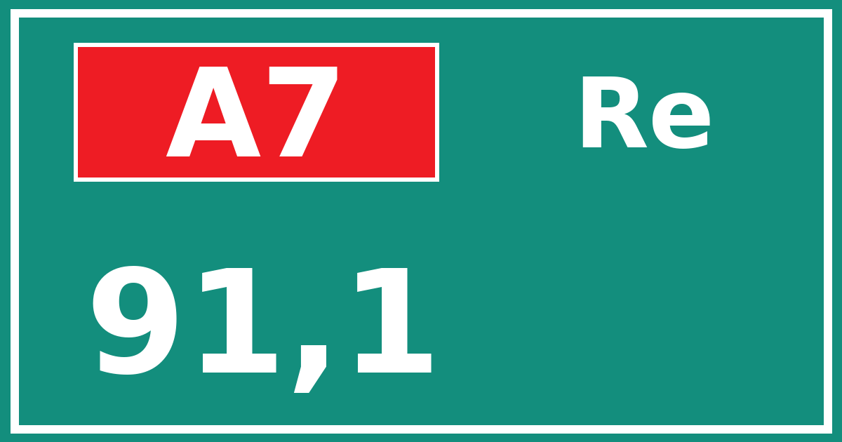 Hectometerbord A7 91,1 zijde Re