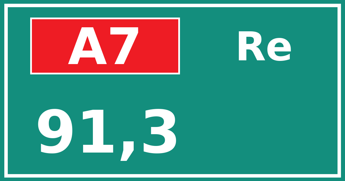 Hectometerbord A7 91,3 zijde Re