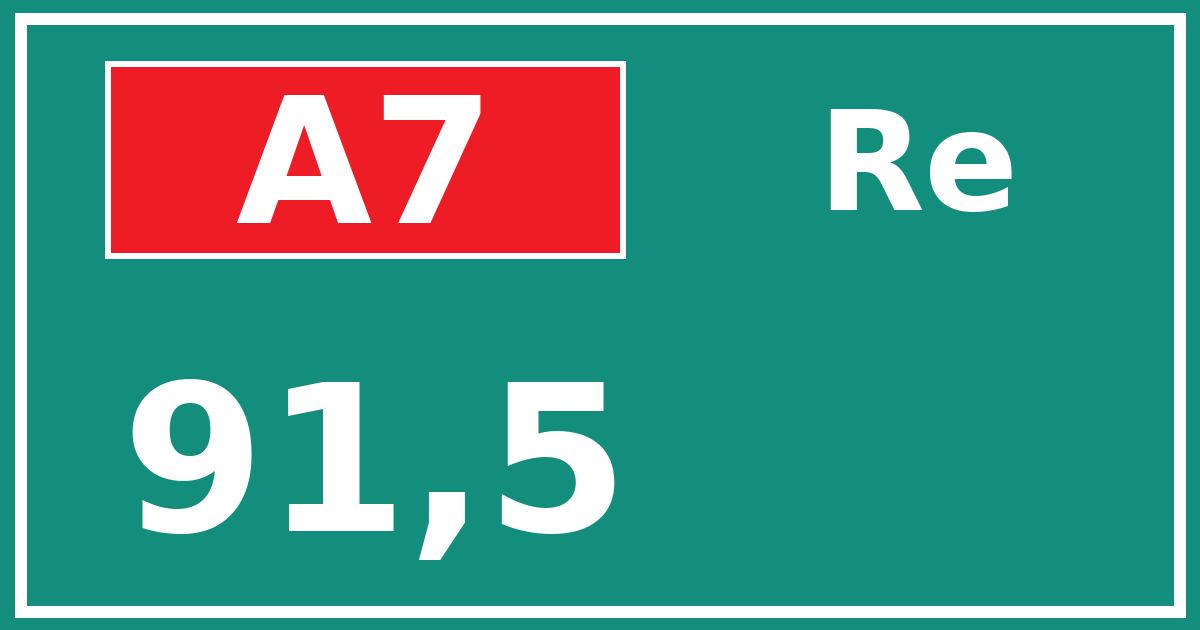 Hectometerbord A7 91,5 zijde Re