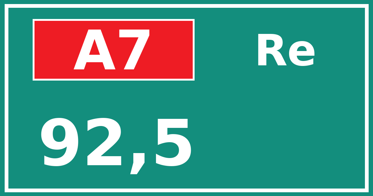 Hectometerbord A7 92,5 zijde Re