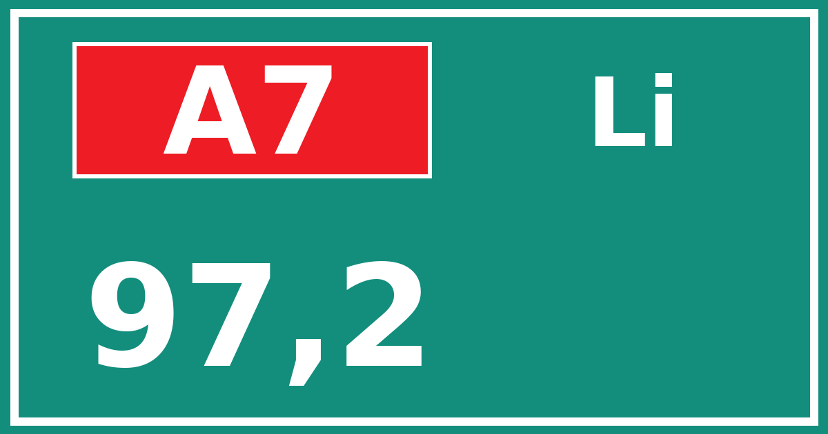 Hectometerbord A7 97,2 zijde Li