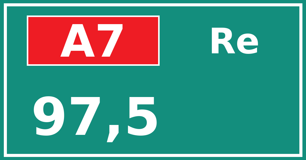 Hectometerbord A7 97,5 zijde Re
