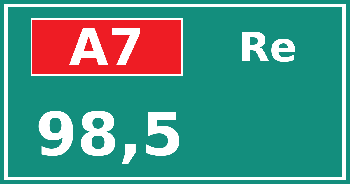 Hectometerbord A7 98,5 zijde Re