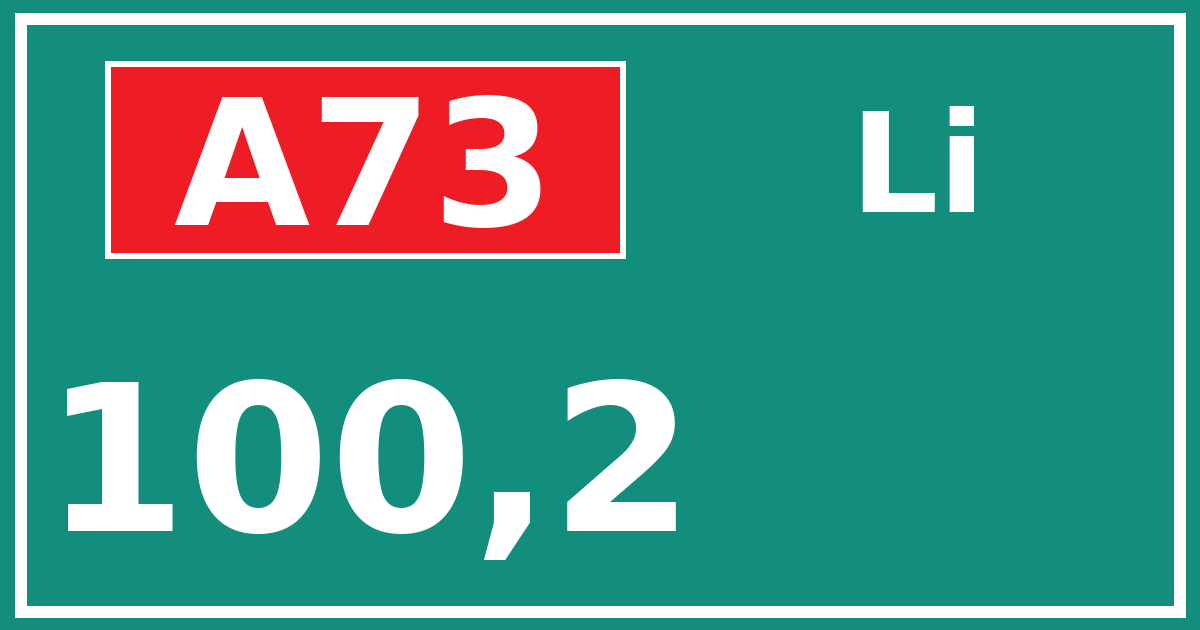 Hectometerbord A73 100,2 zijde Li
