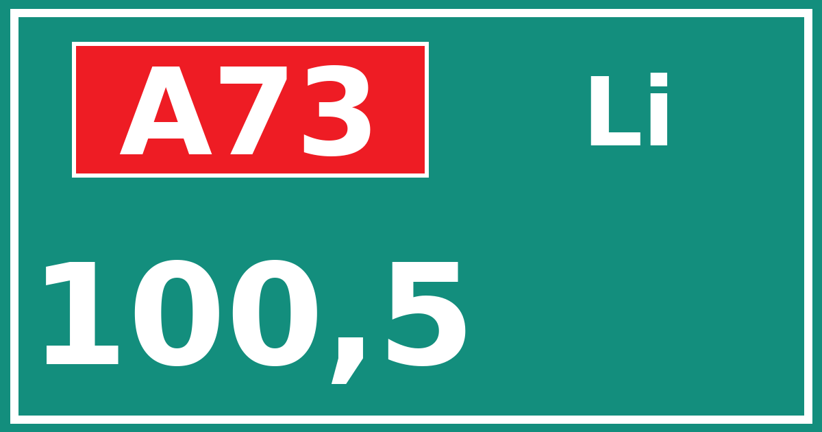 Hectometerbord A73 100,5 zijde Li