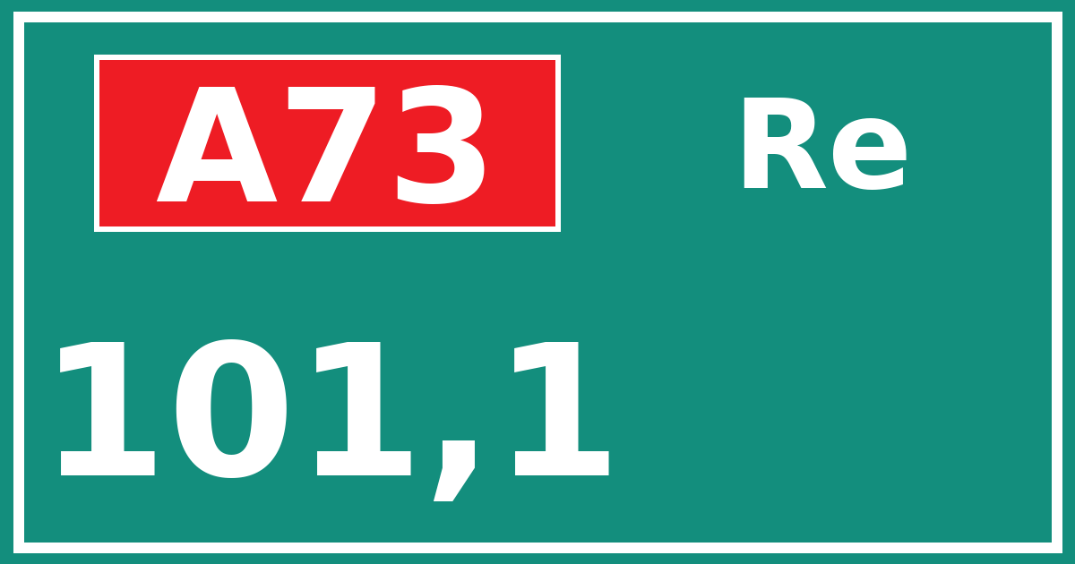 Hectometerbord A73 101,1 zijde Re