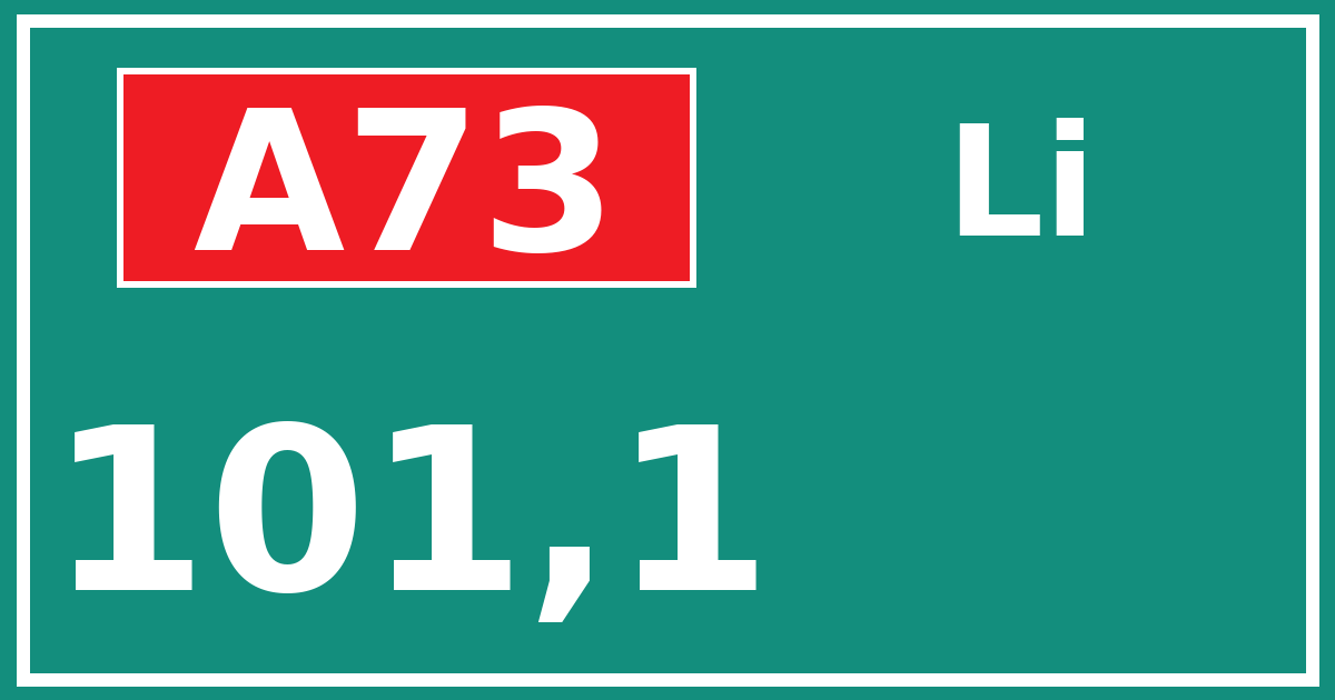 Hectometerbord A73 101,1 zijde Li