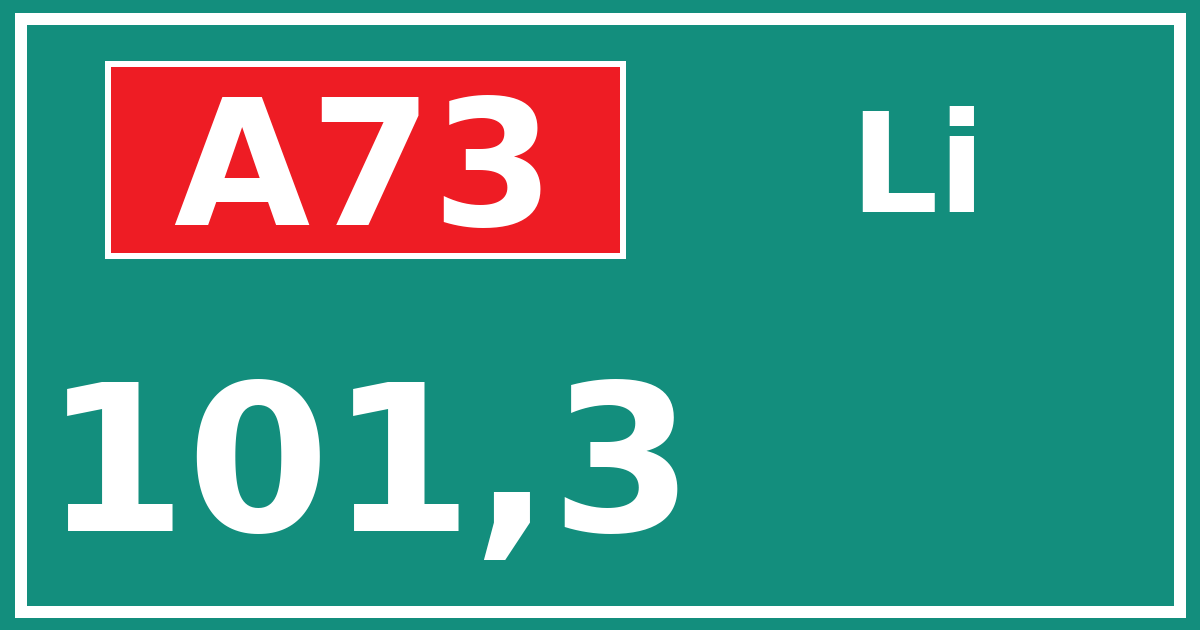 Hectometerbord A73 101,3 zijde Li