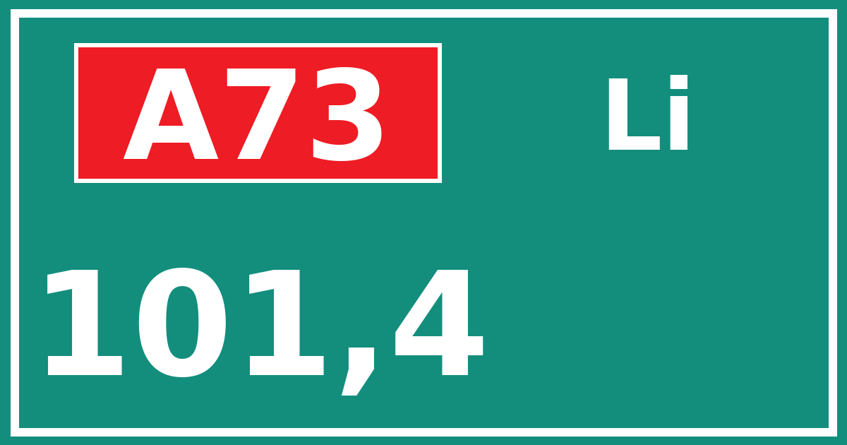 Hectometerbord A73 101,4 zijde Li