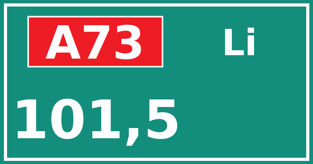 Hectometerbord A73 101,5 zijde Li