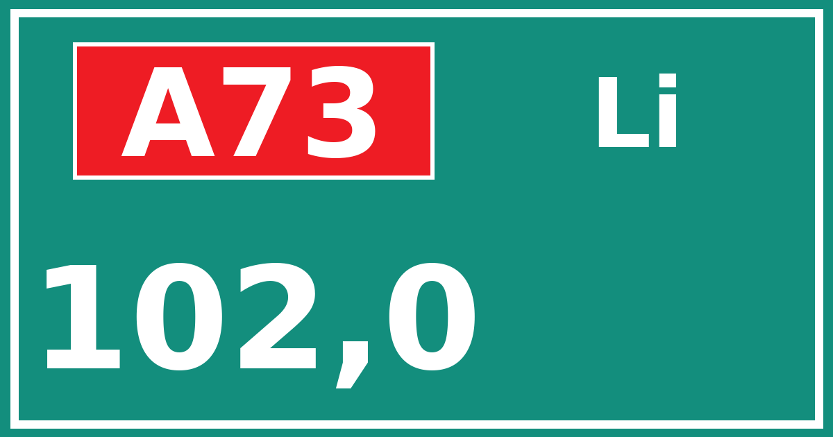 Hectometerbord A73 102,0 zijde Li