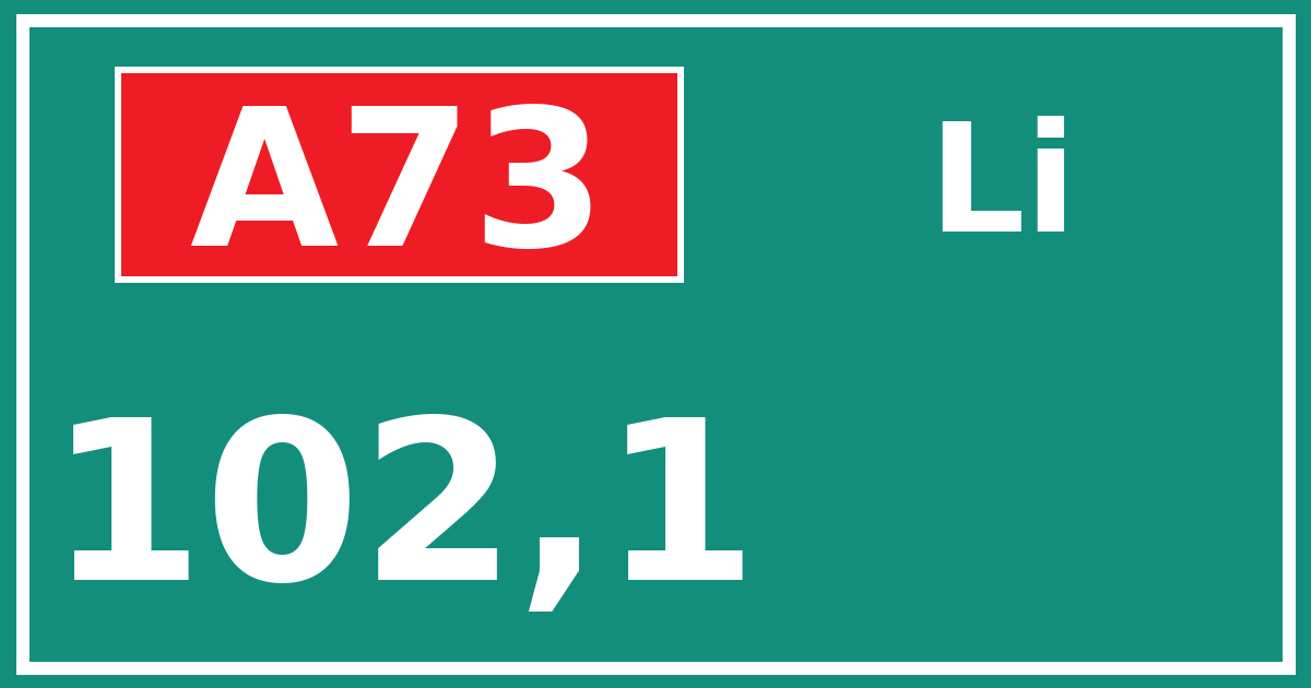 Hectometerbord A73 102,1 zijde Li