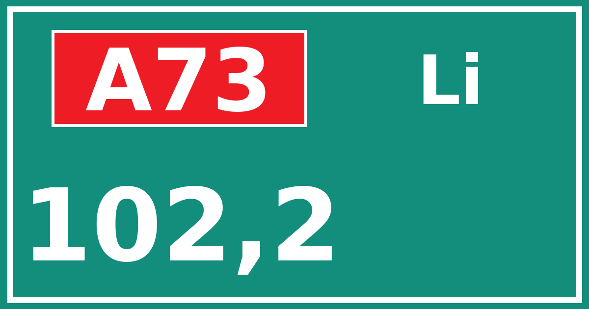 Hectometerbord A73 102,2 zijde Li