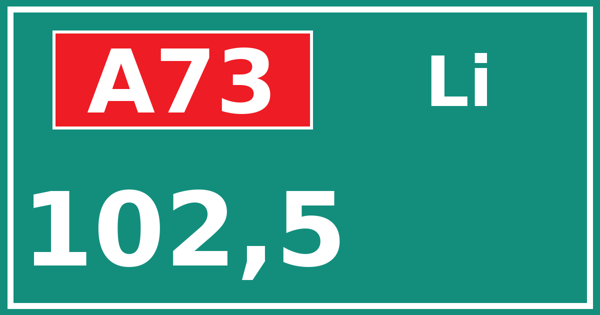 Hectometerbord A73 102,5 zijde Li