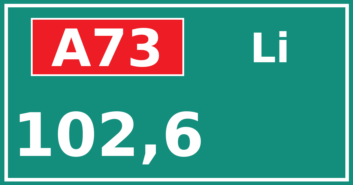 Hectometerbord A73 102,6 zijde Li