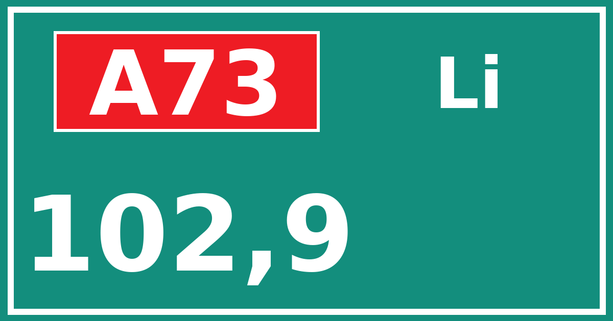 Hectometerbord A73 102,9 zijde Li