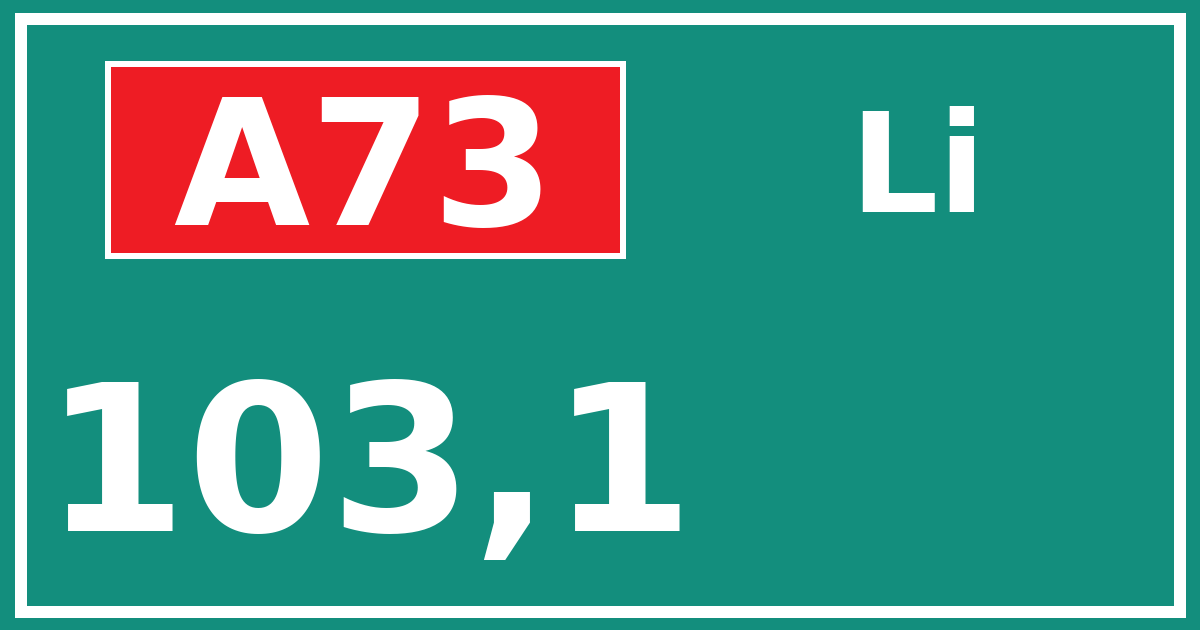 Hectometerbord A73 103,1 zijde Li