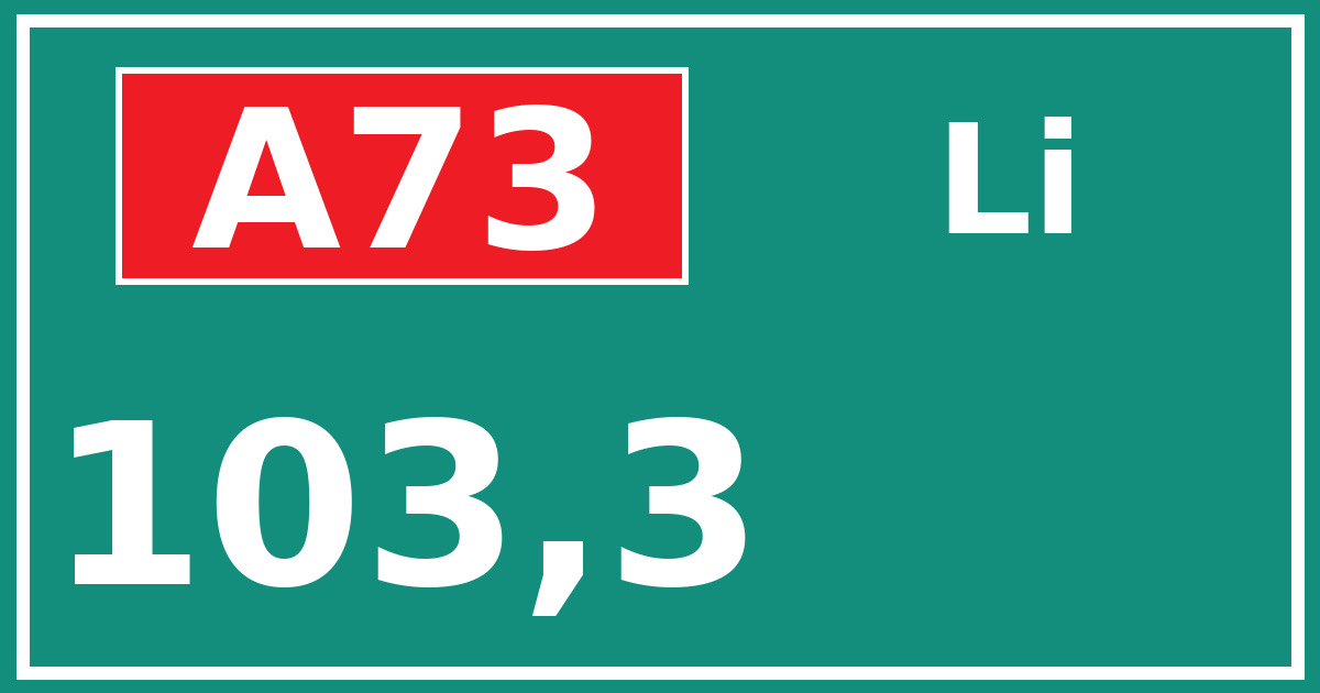 Hectometerbord A73 103,3 zijde Li