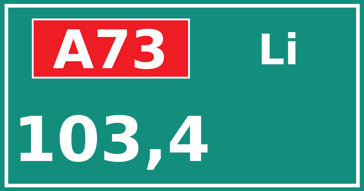 Hectometerbord A73 103,4 zijde Li