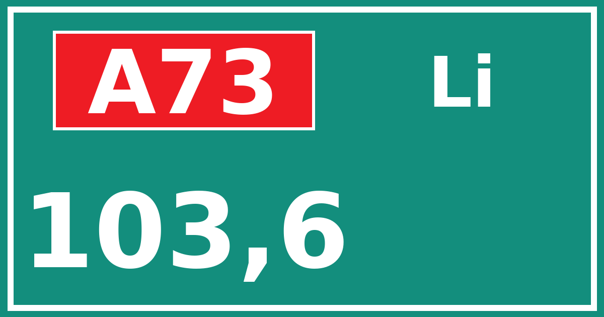 Hectometerbord A73 103,6 zijde Li