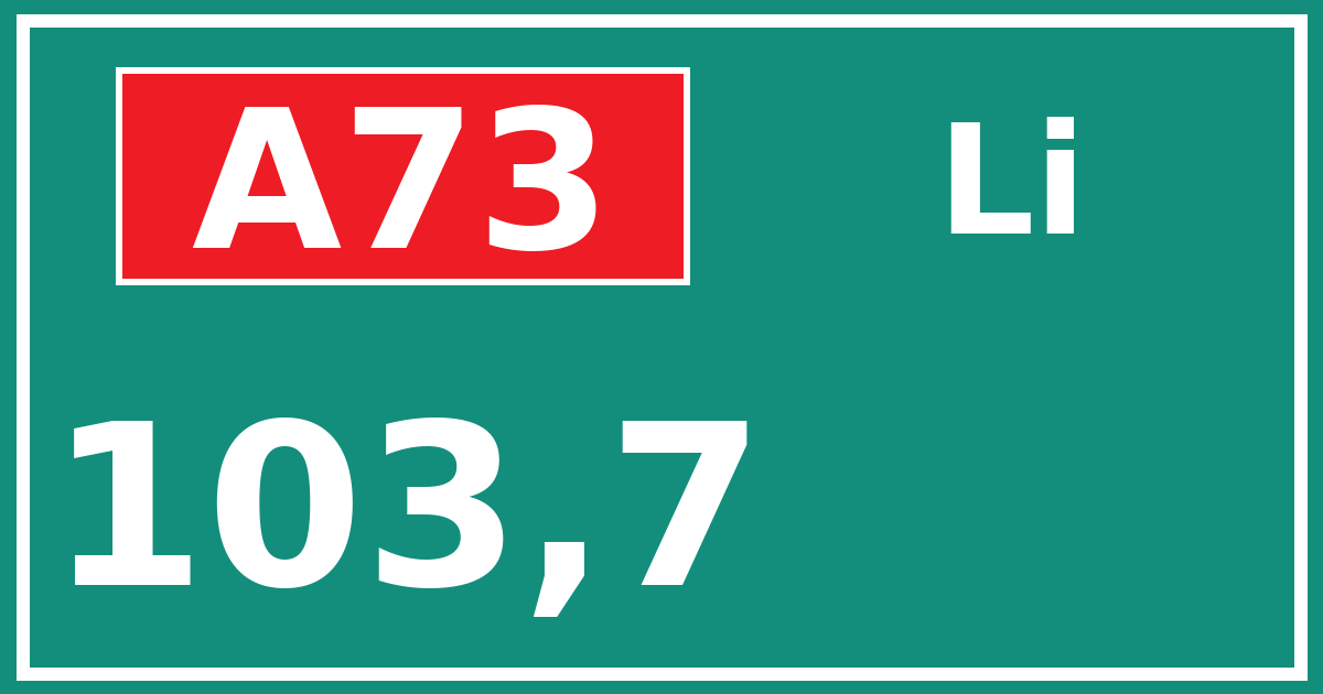 Hectometerbord A73 103,7 zijde Li