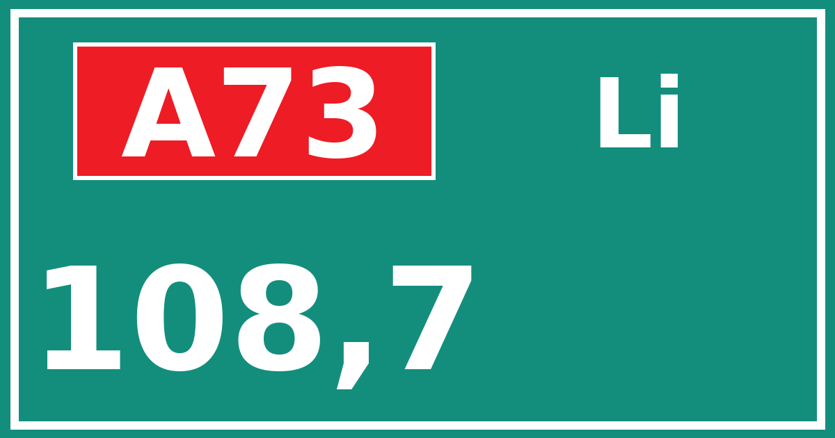 Hectometerbord A73 108,7 zijde Li