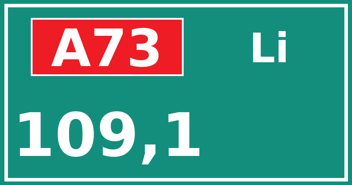 Hectometerbord A73 109,1 zijde Li