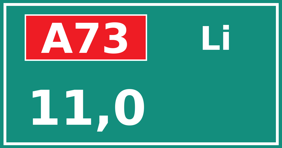 Hectometerbord A73 11,0 zijde Li