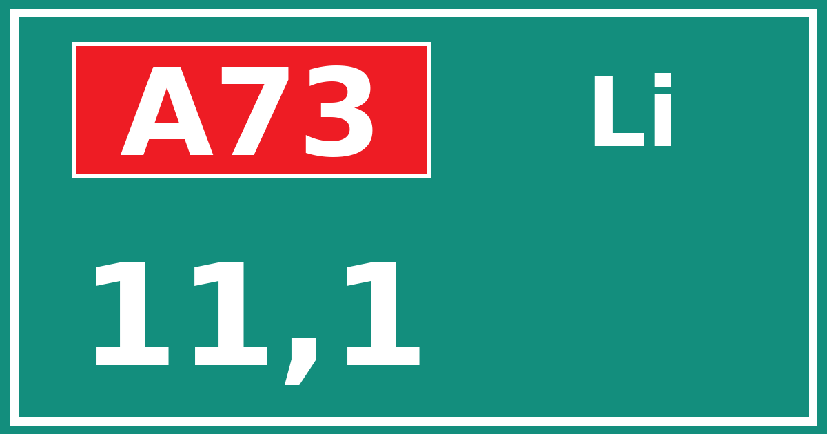 Hectometerbord A73 11,1 zijde Li