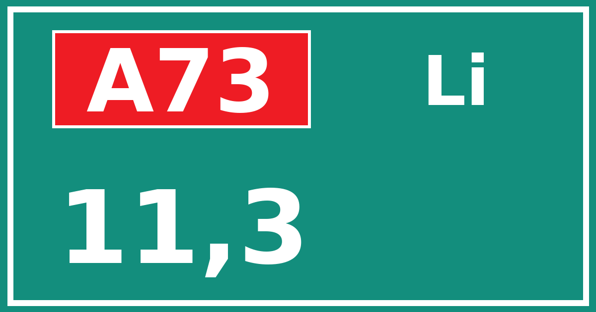Hectometerbord A73 11,3 zijde Li