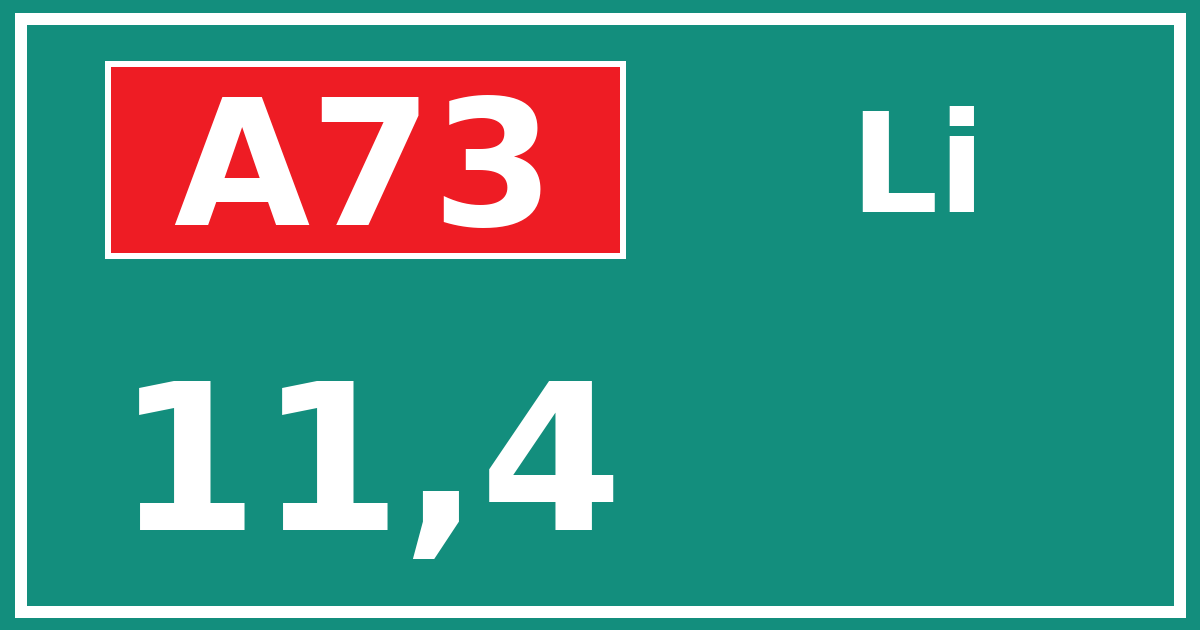 Hectometerbord A73 11,4 zijde Li