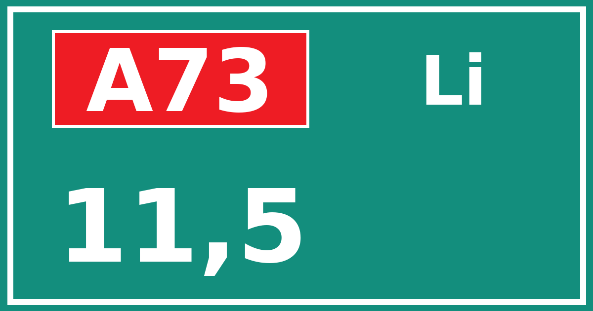 Hectometerbord A73 11,5 zijde Li