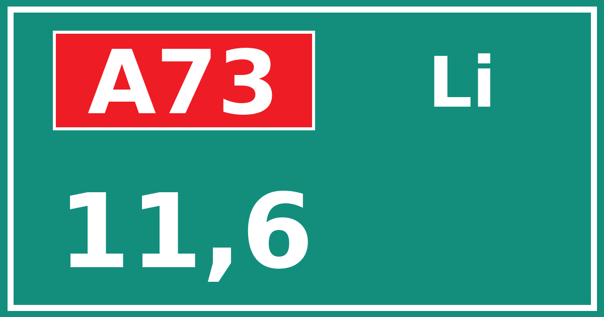 Hectometerbord A73 11,6 zijde Li
