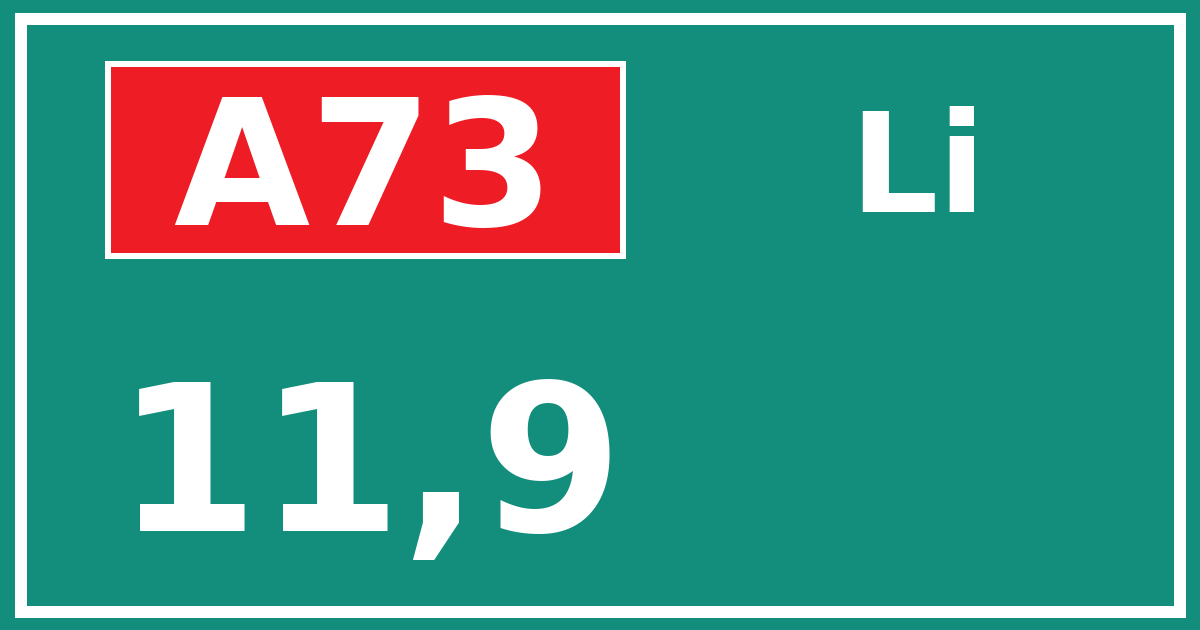 Hectometerbord A73 11,9 zijde Li