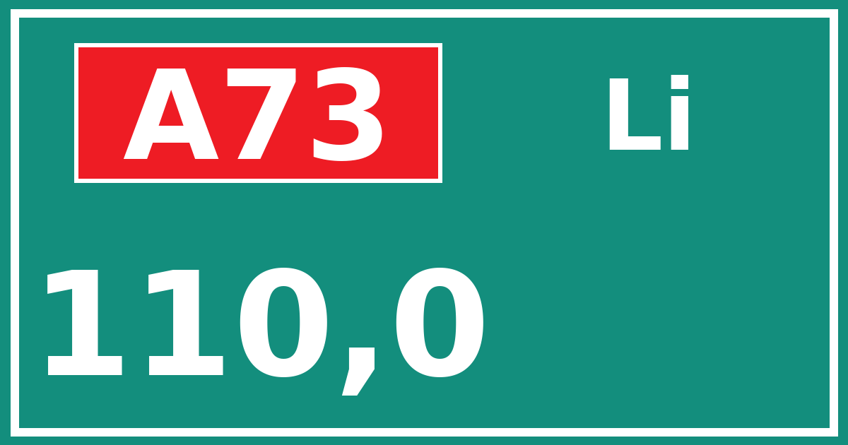 Hectometerbord A73 110,0 zijde Li