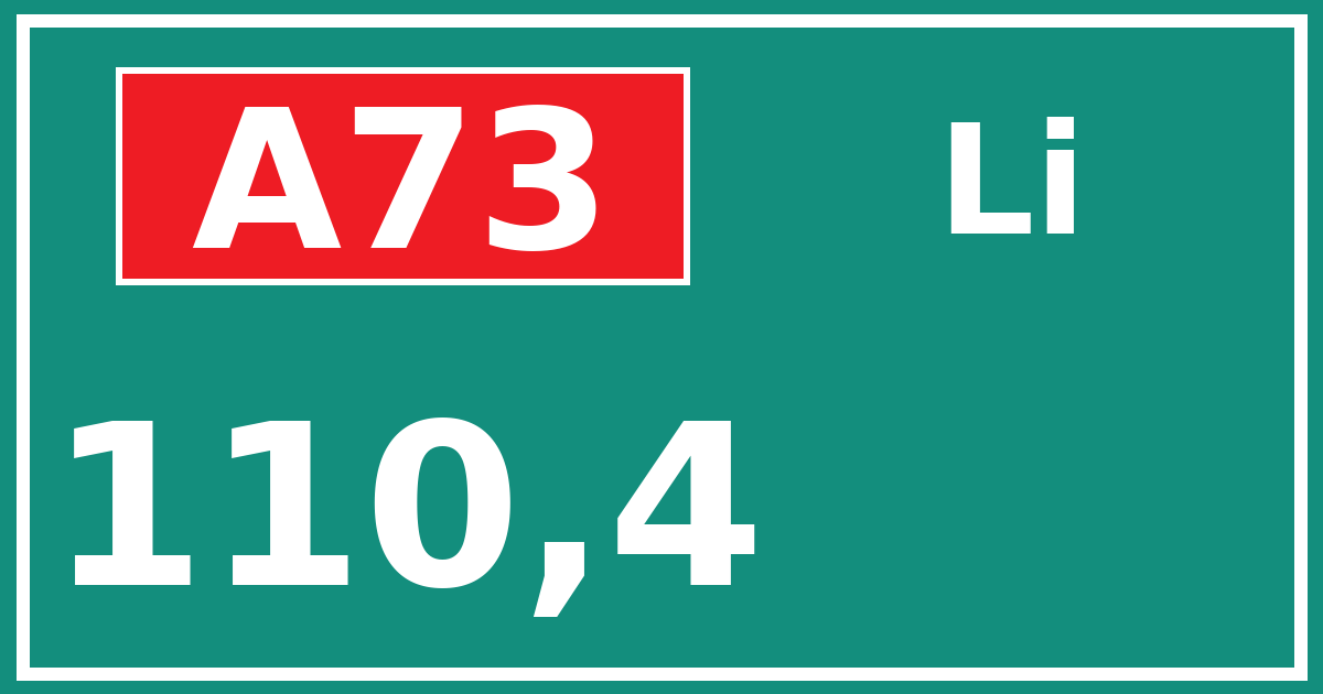 Hectometerbord A73 110,4 zijde Li